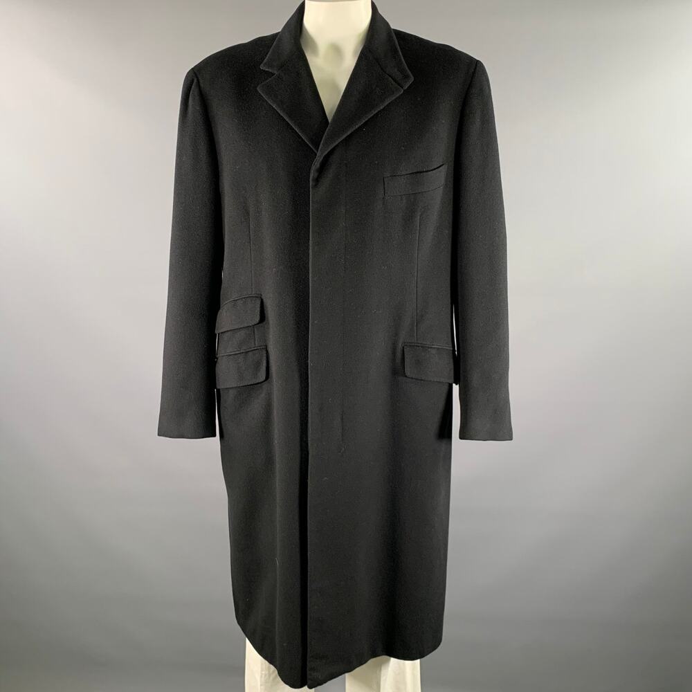 HERMES Size XXL Black Cashmere Trench Coat